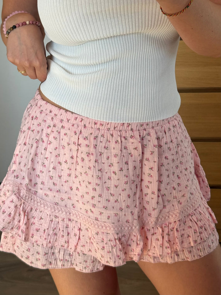 Musselin Skort - Rosa