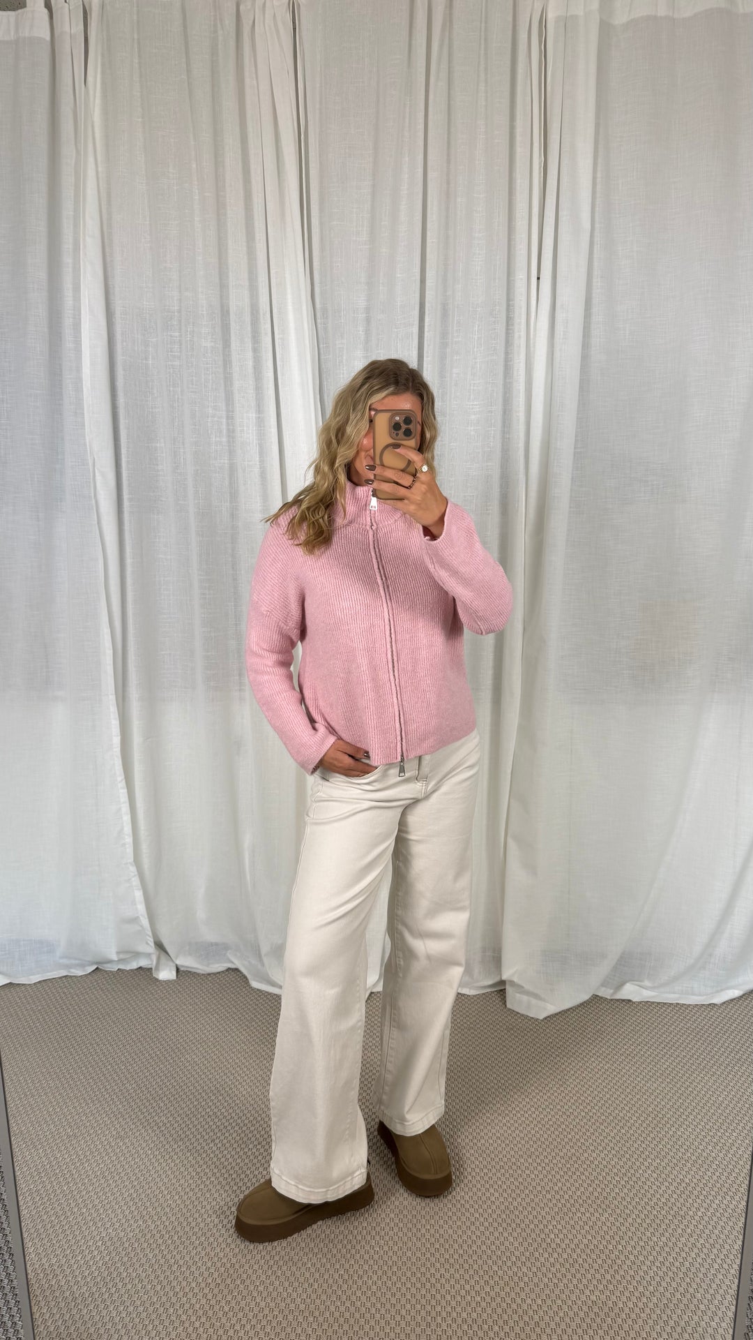 Zipper Cardigan - Uni Rosa