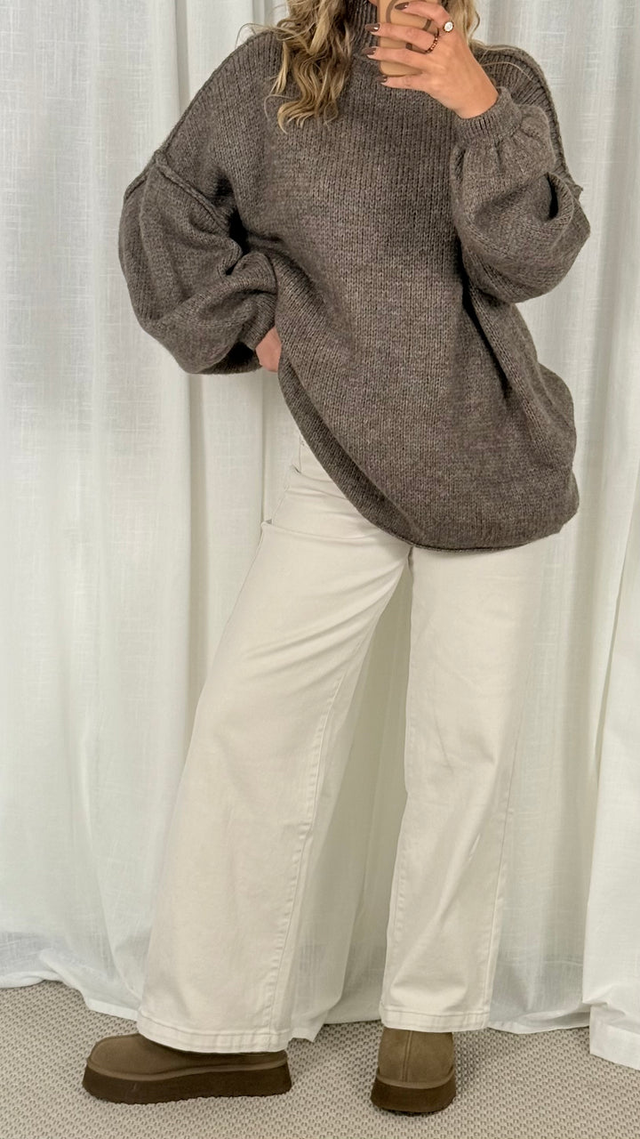 WIDE LEG JEANS - CREME