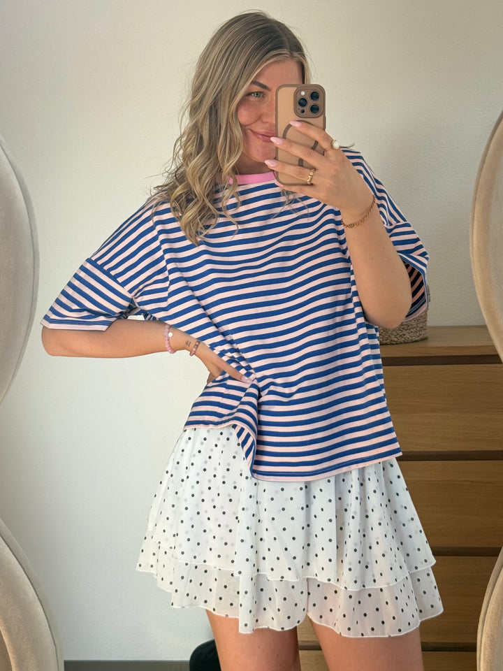 Streifen Shirt - Blau/Rosa