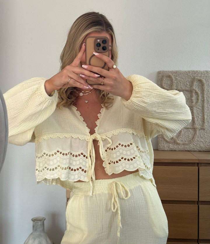 MUSSELIN BLUSE BOHO – BUTTERYELLOW