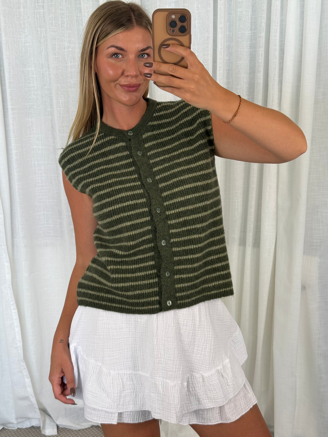 Striped Knit Vest - Grün