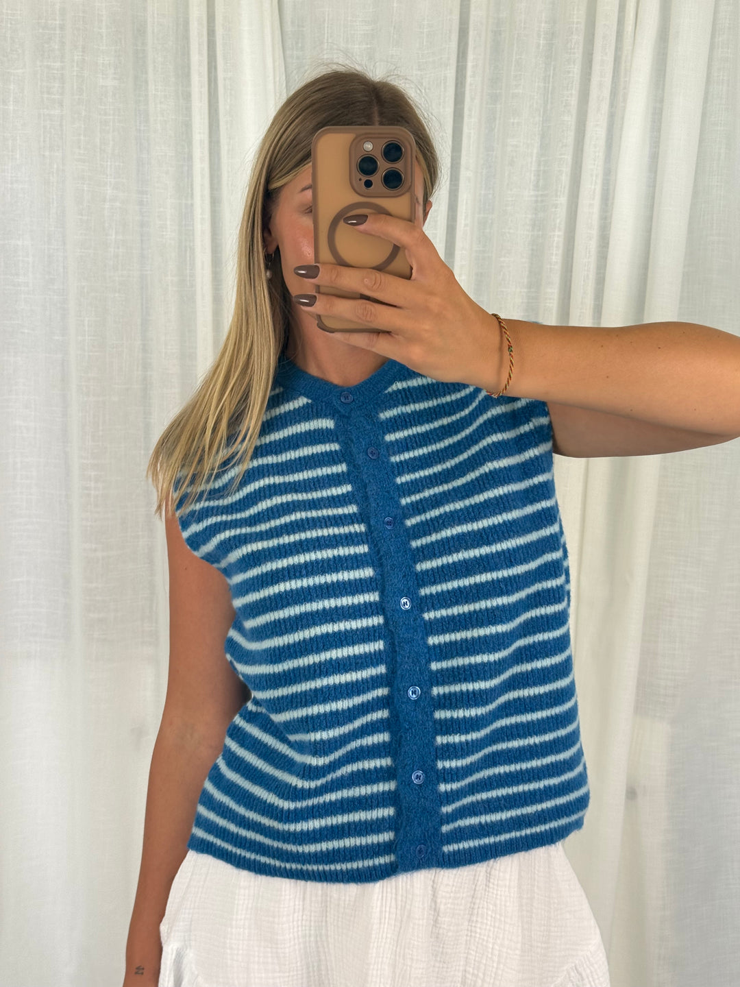 Striped Knit Vest - Blau