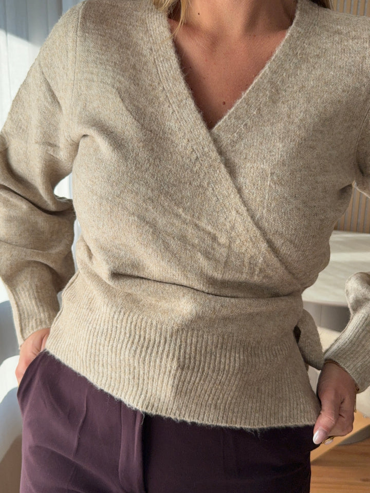 Pullover Kuschel Wrap - Beige