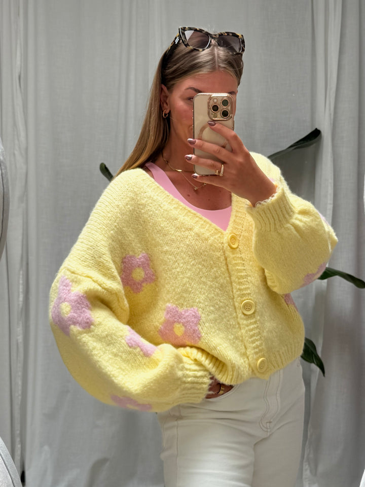 Cardigan Blume - Gelb