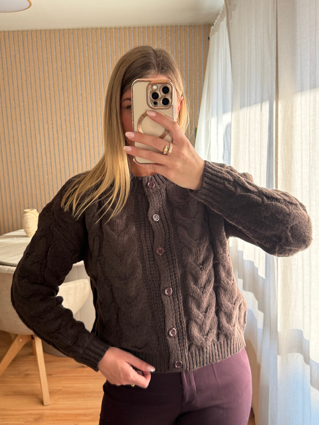 Cardigan Zopfstrick - Espresso