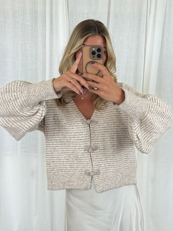 Strickoberteil bow knit - Beige