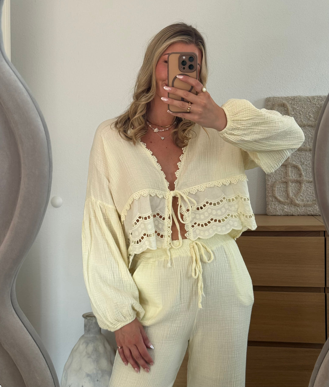 MUSSELIN BLUSE BOHO – BUTTERYELLOW