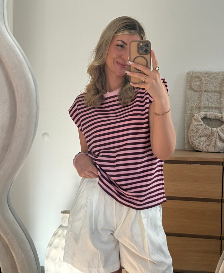 STREIFEN TOP - ROSA/BURGUNDY