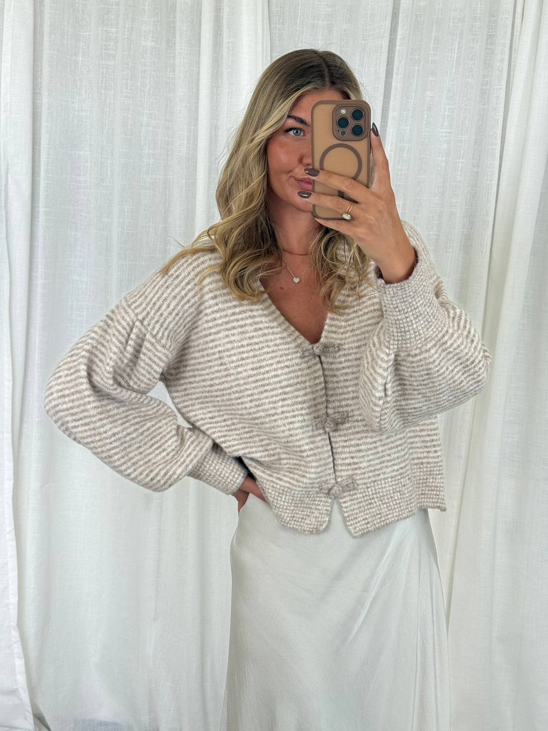 Strickoberteil bow knit - Beige