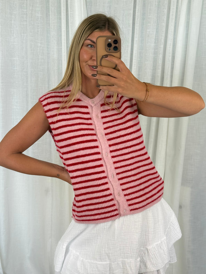 Striped Knit Vest - Rosa