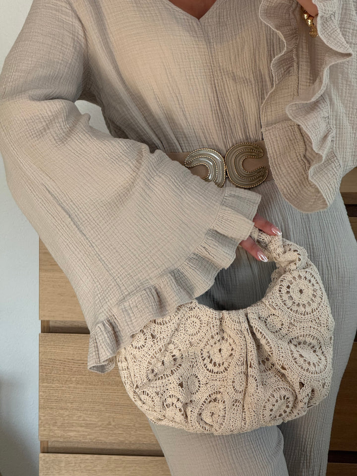 Gehäkelte Boho Tasche – Creme