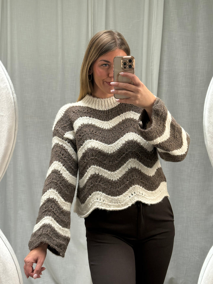 Pullover Wave - Taupe/Creme