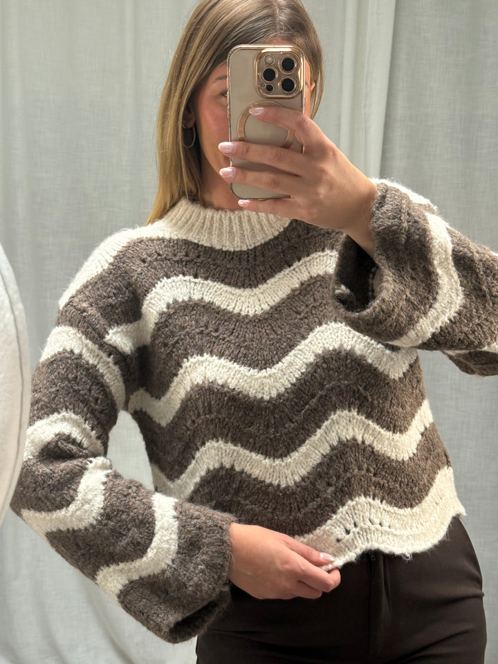 Pullover Wave - Taupe/Creme