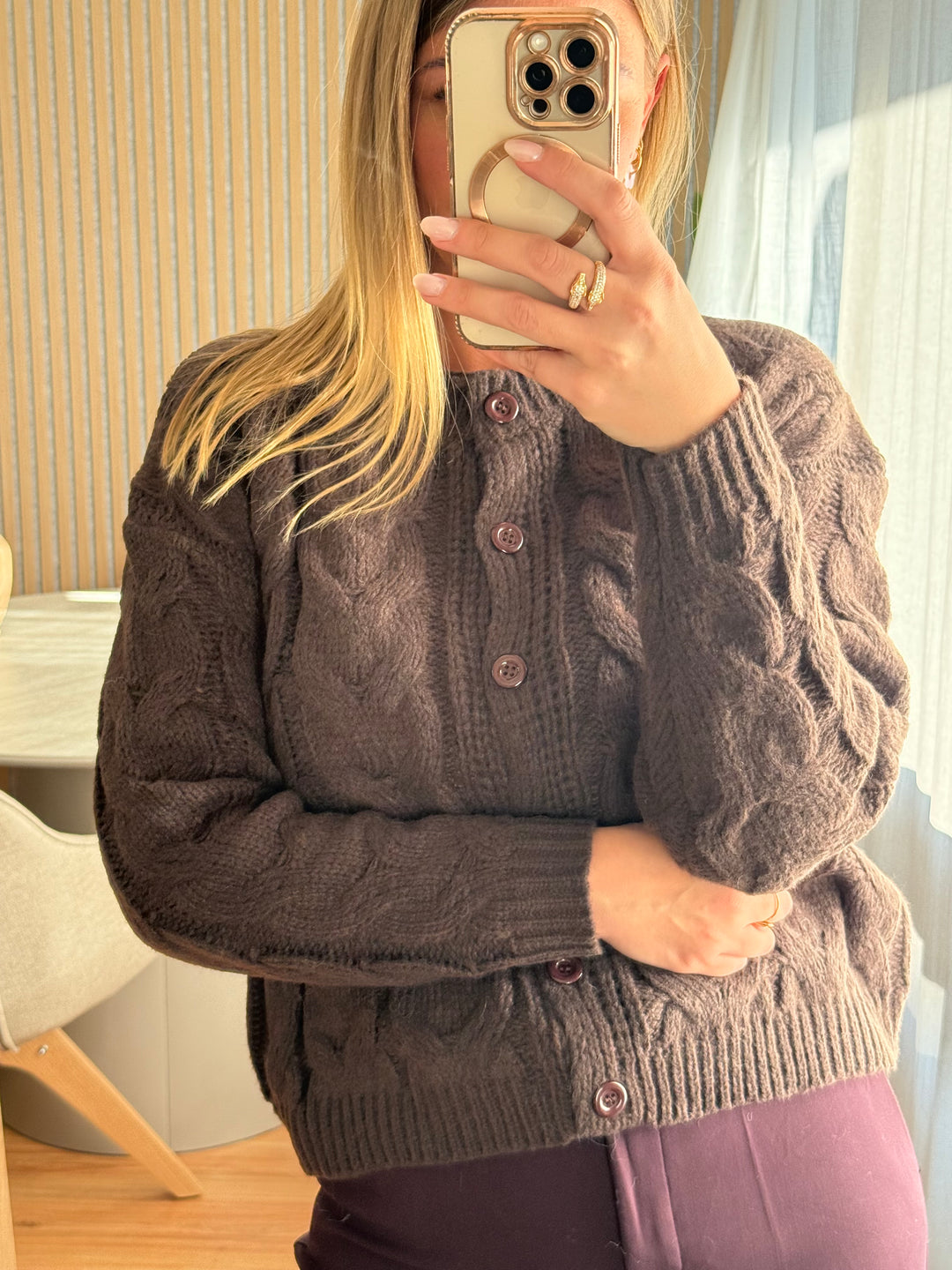 Cardigan Zopfstrick - Espresso