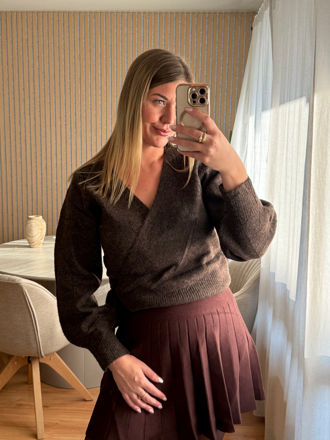 Pullover Kuschel Wrap - Espresso