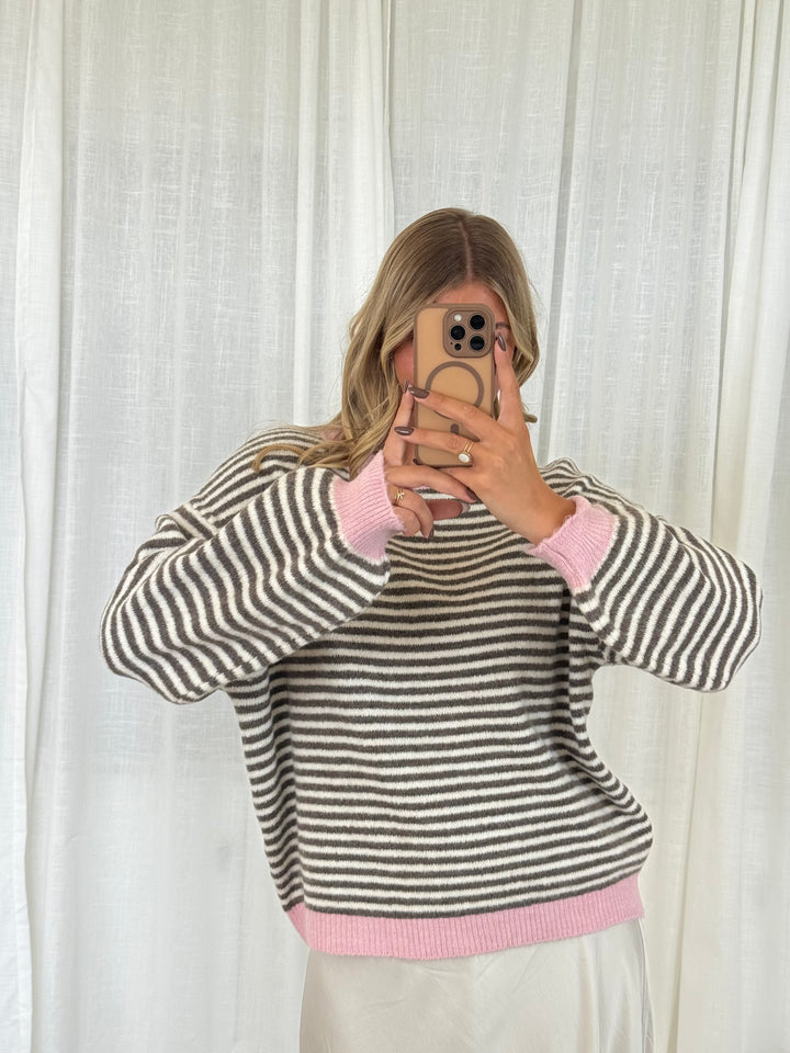 Pullover Streifchen - Rosa