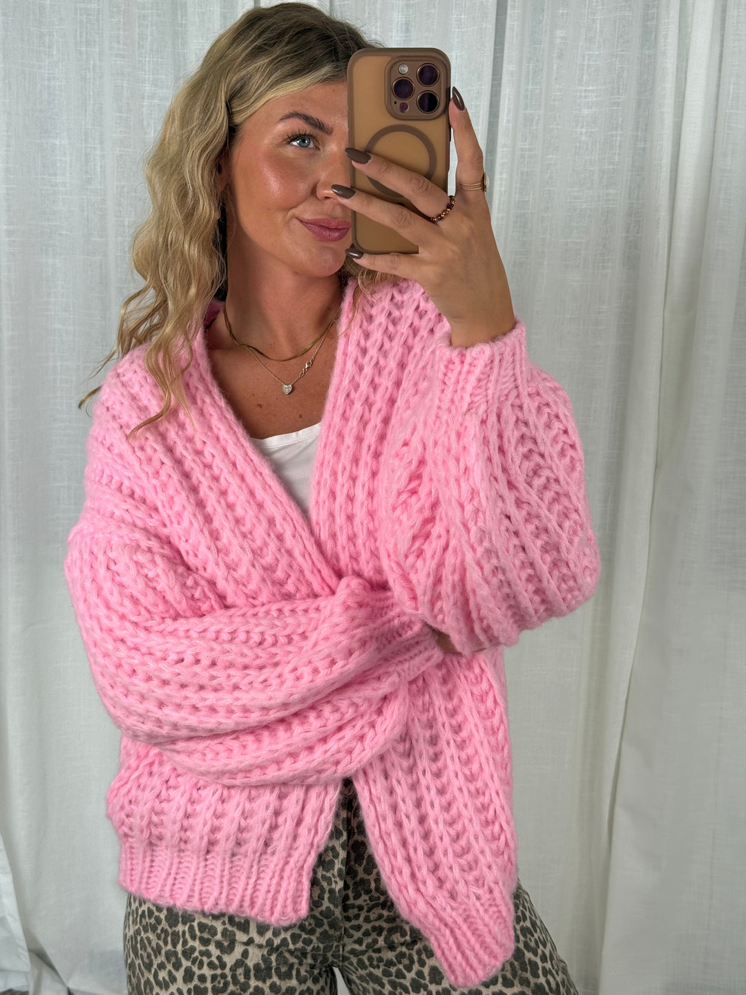 Grobstrick Cardigan Chunky Soft – Candypink