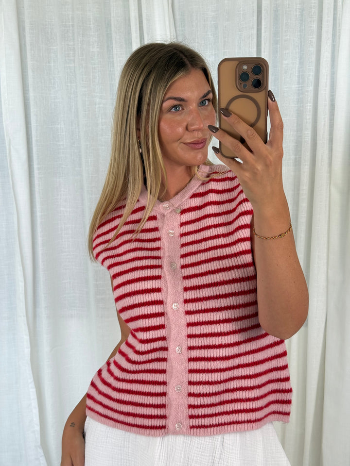 Striped Knit Vest - Rosa
