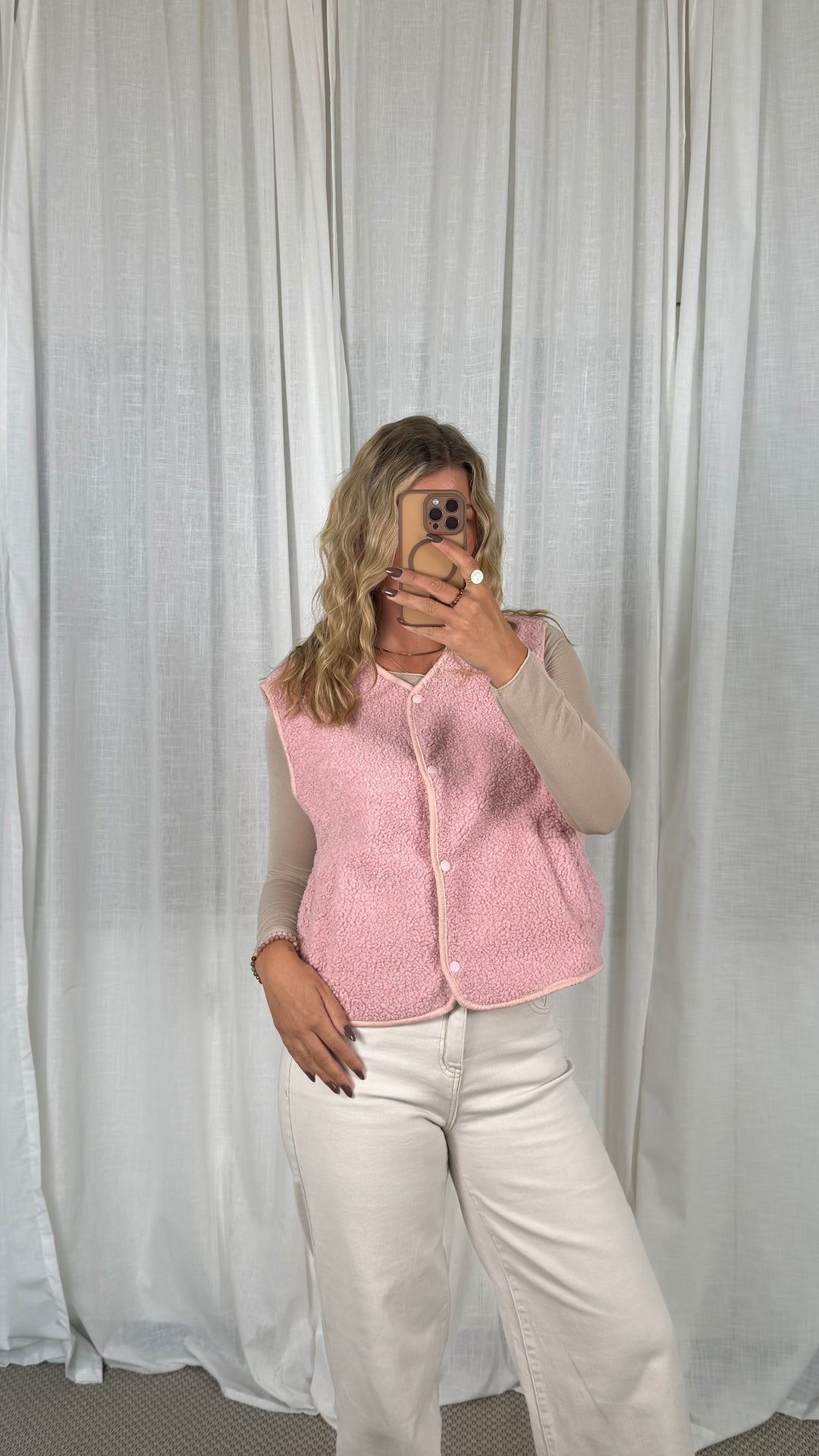 Teddyweste Knopfi - Rosa