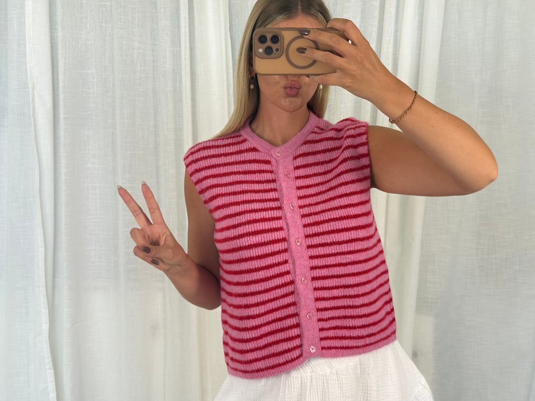 Striped Knit Vest - Rosa/Pink