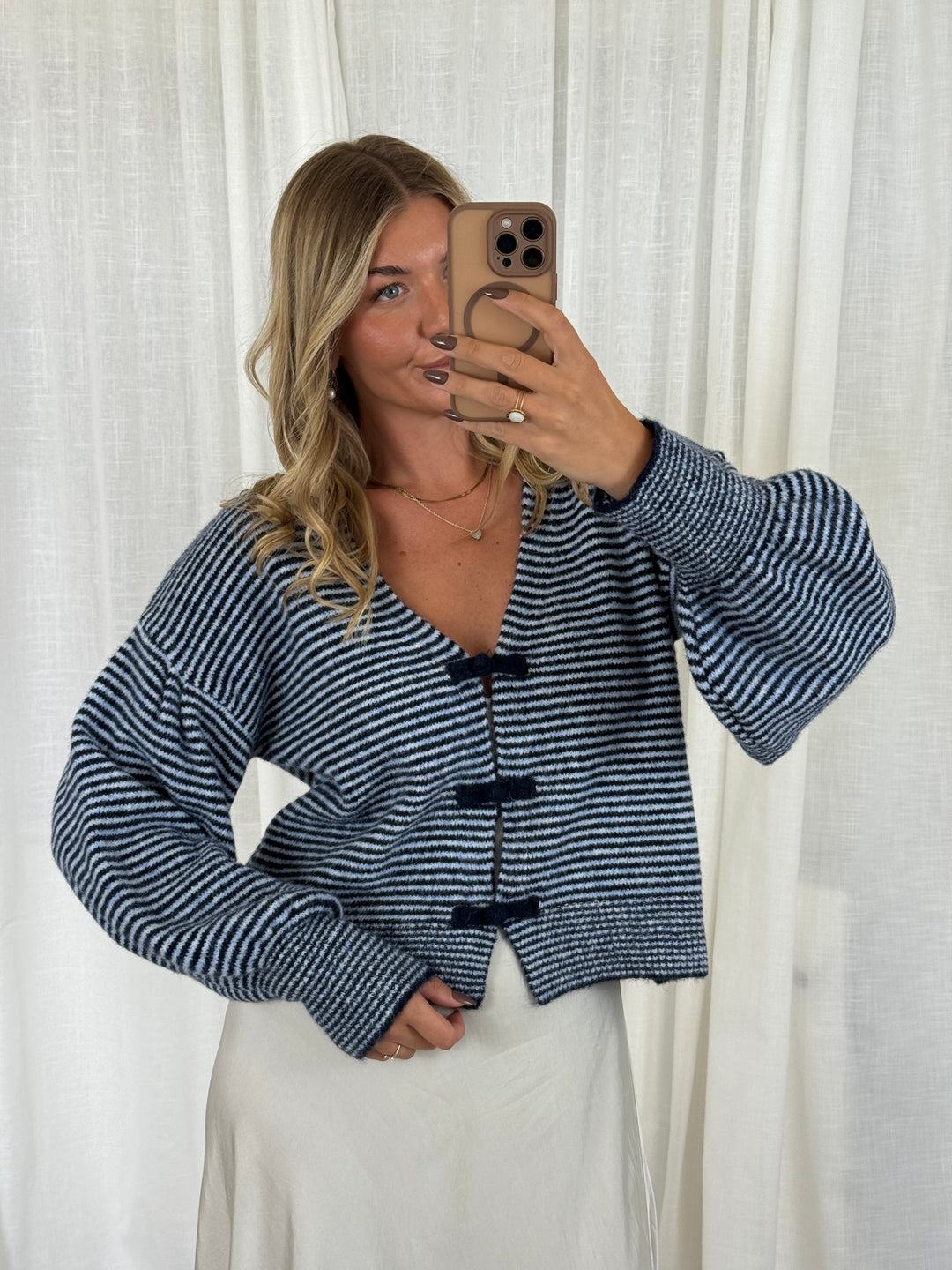 Strickoberteil bow knit - Blau