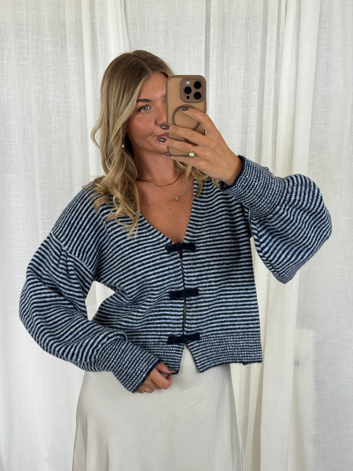 Strickoberteil bow knit - Blau