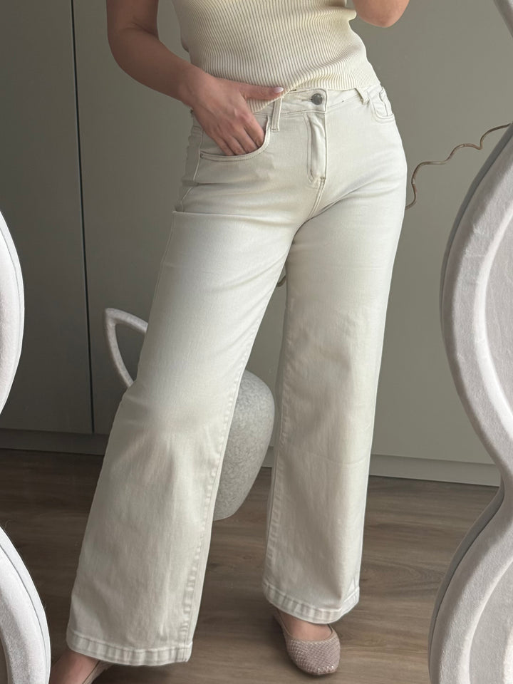 WIDE LEG JEANS - CREME
