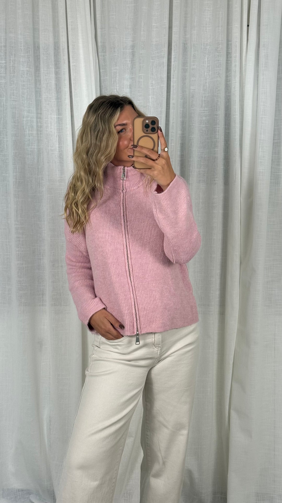 Zipper Cardigan - Uni Rosa