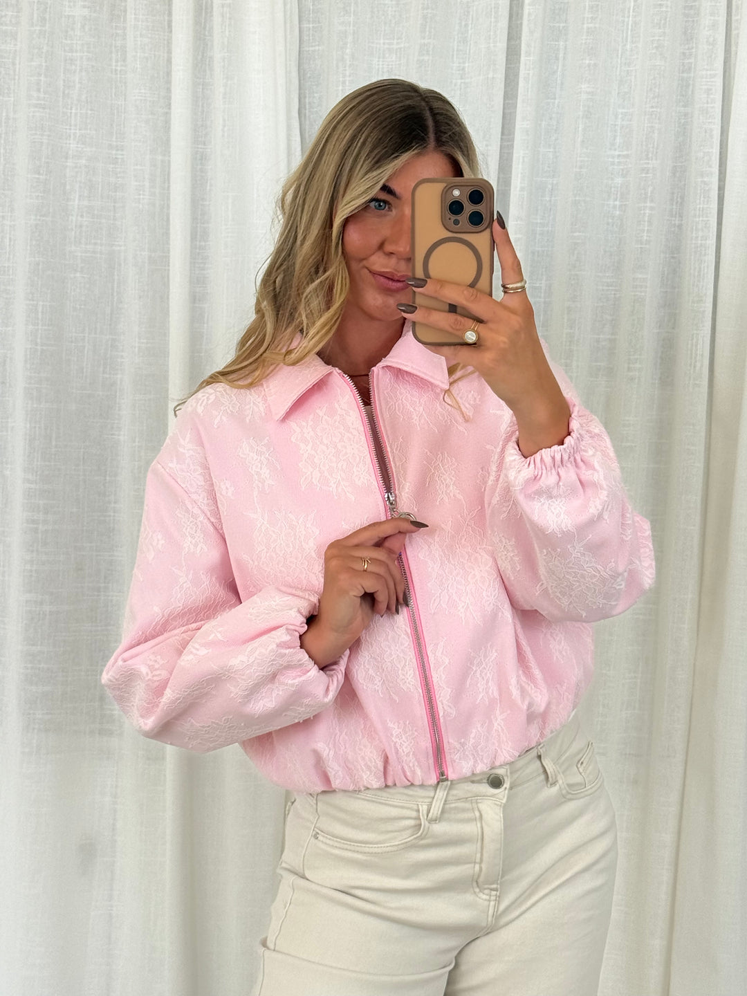 Zipper Jacke Lace - Rosa