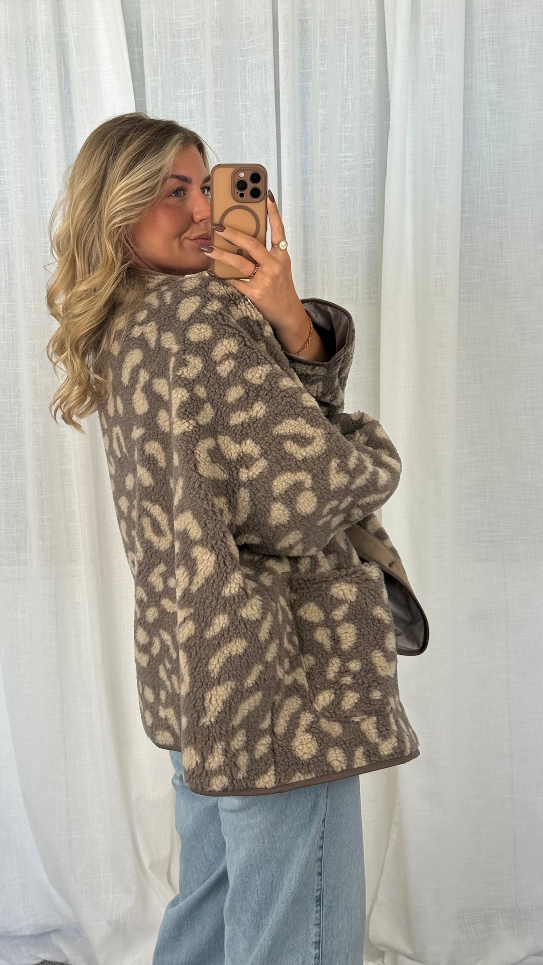 Teddyjacke Oversize Leo - Taupe