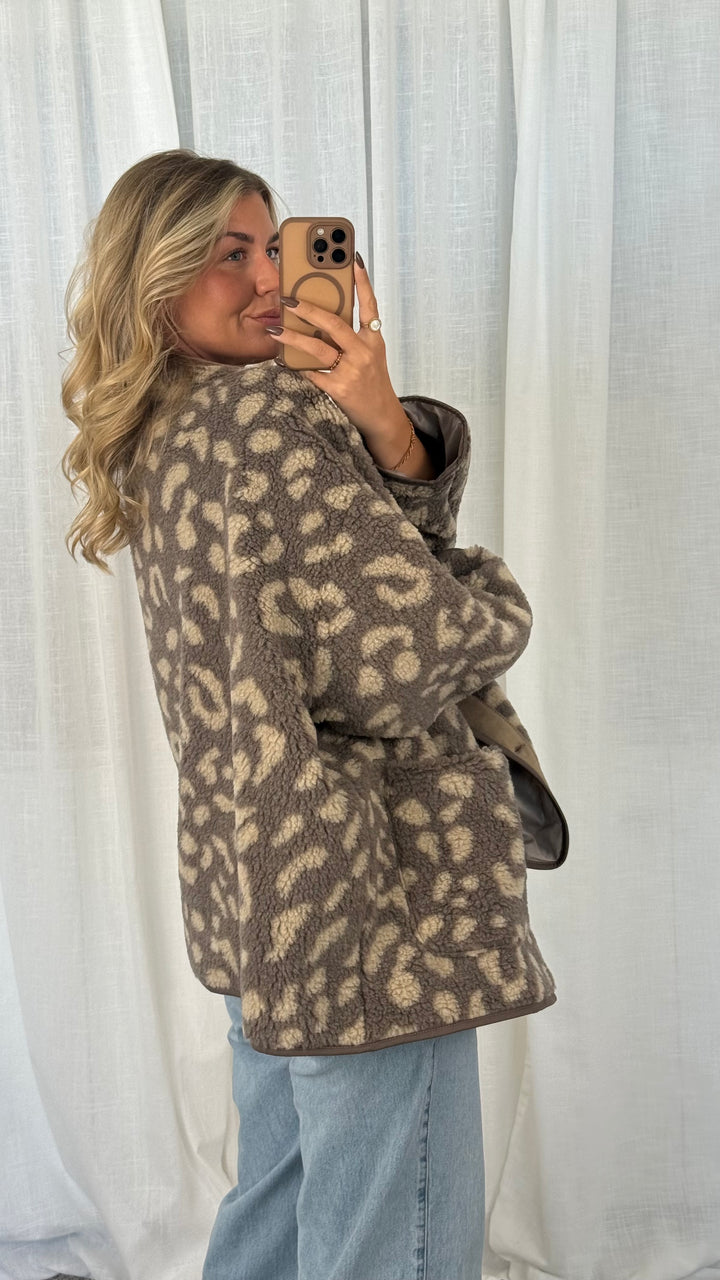 Teddyjacke Oversize Leo - Taupe