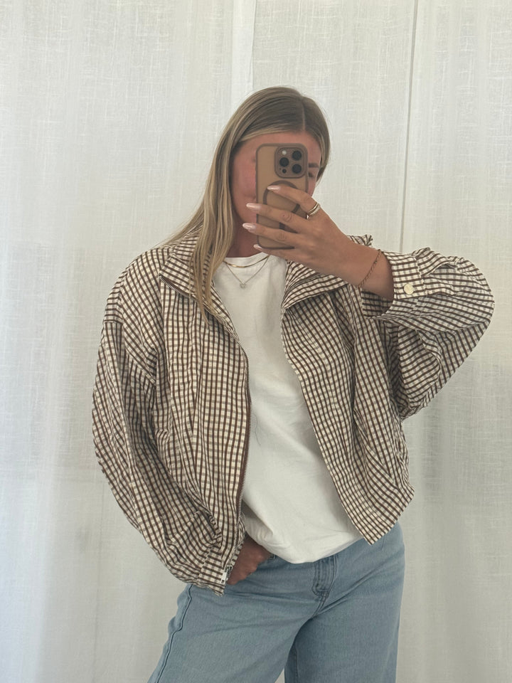 Bomber Jacke mit Karomuster