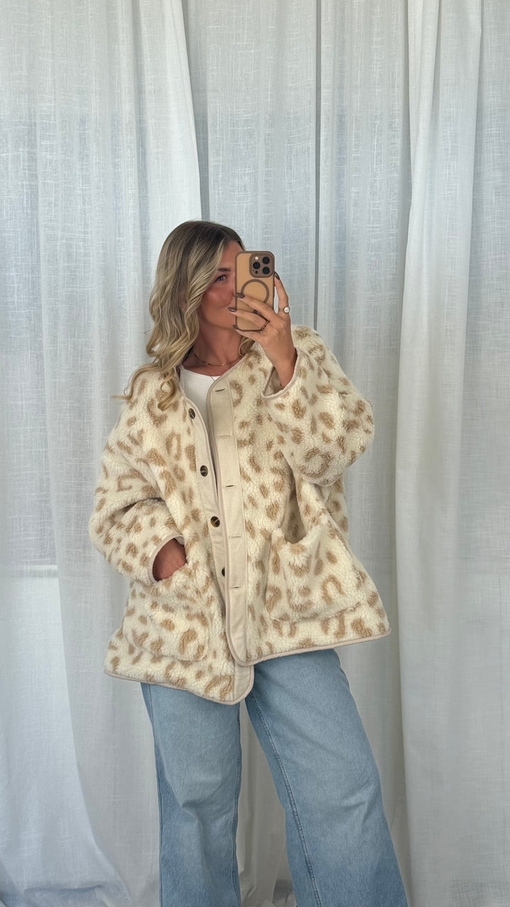 Teddyjacke Oversize Leo - Beige