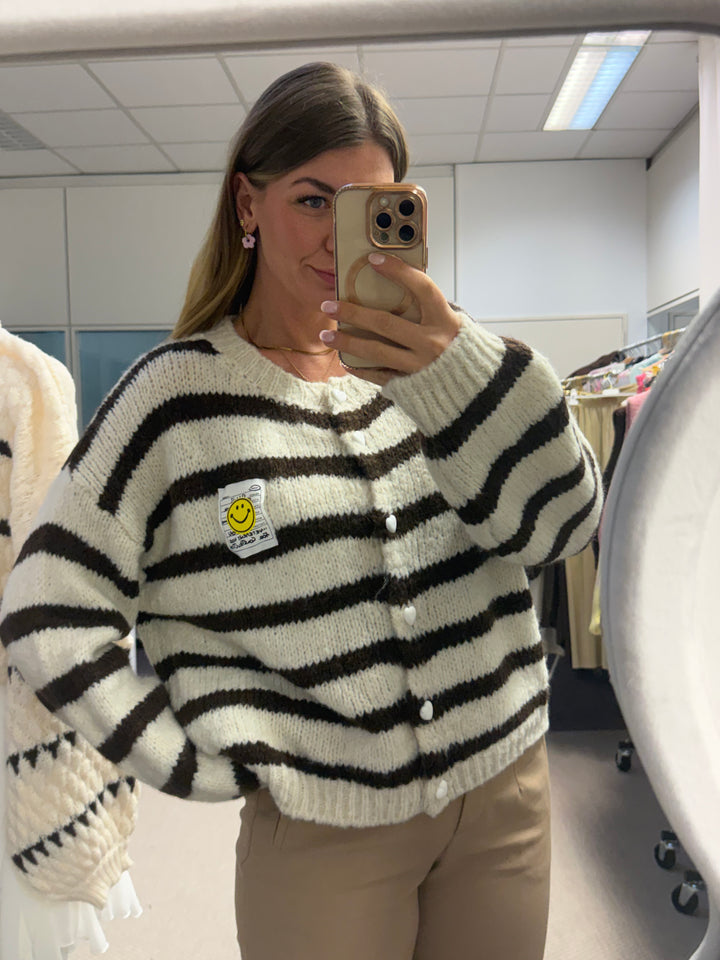 Cardigan Smiley - Beige/Braun