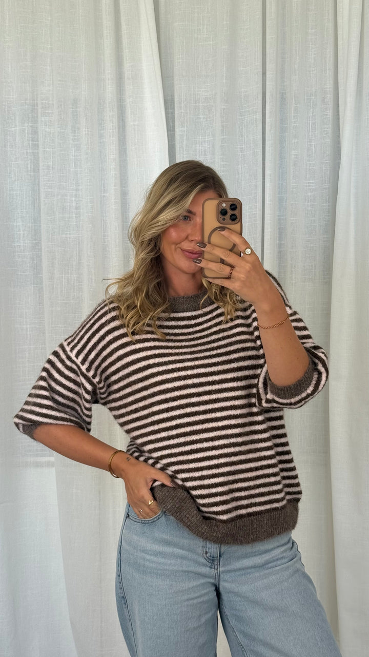 Strickshirt gestreift – Braun