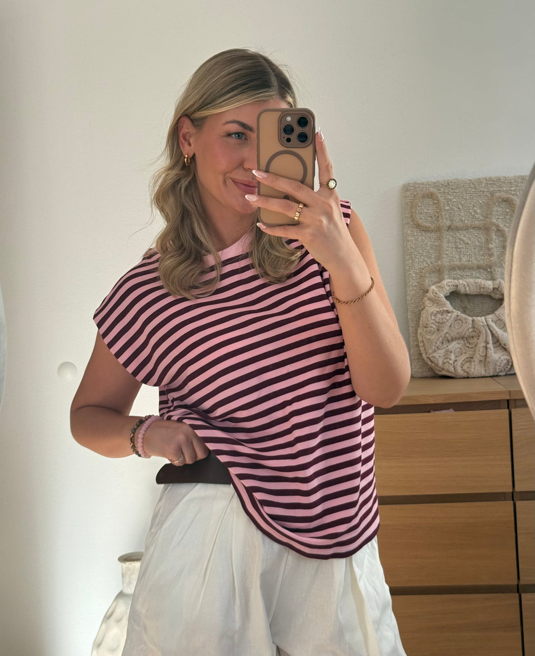 STREIFEN TOP - ROSA/BURGUNDY