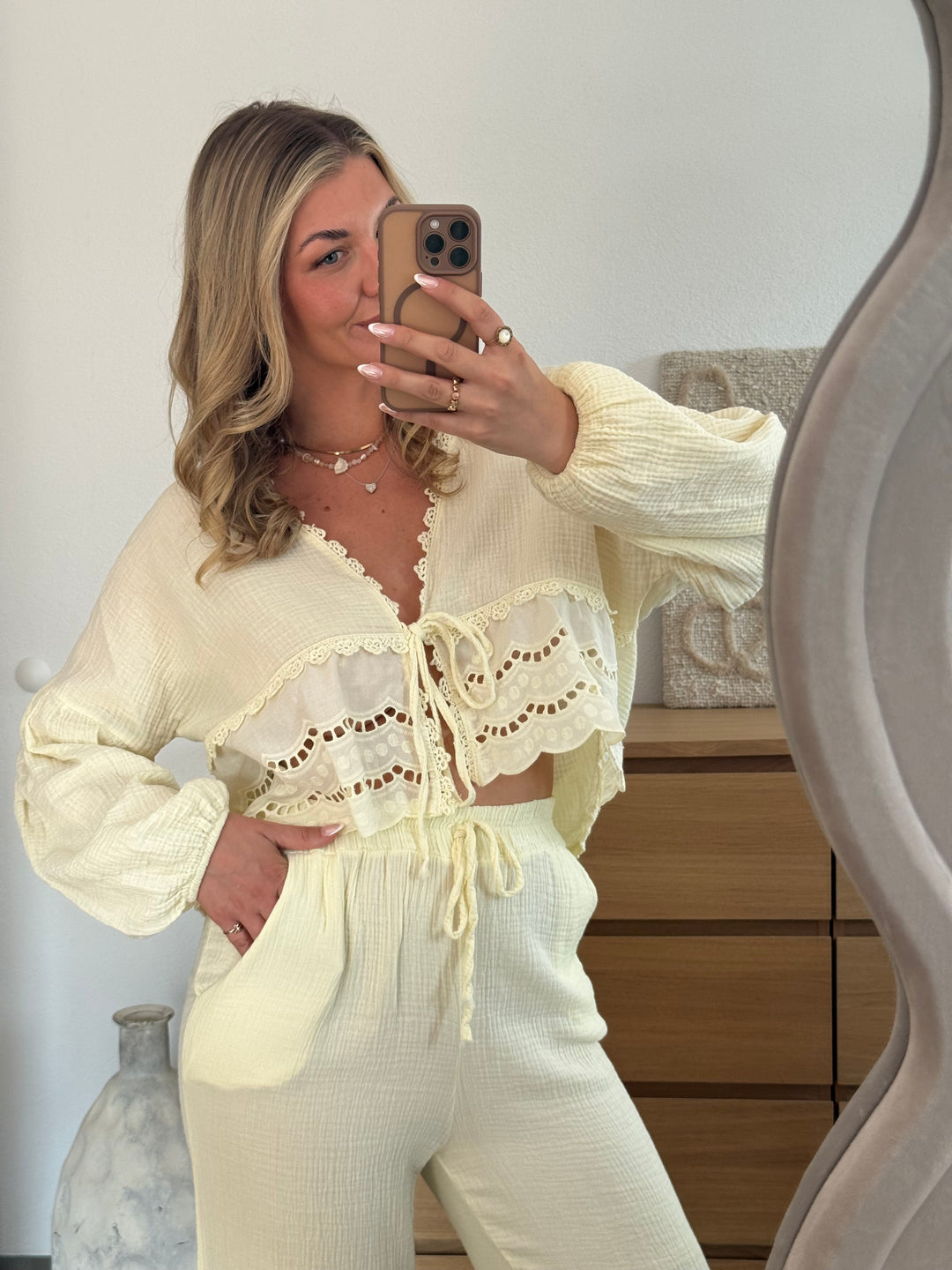 MUSSELIN BLUSE BOHO – BUTTERYELLOW