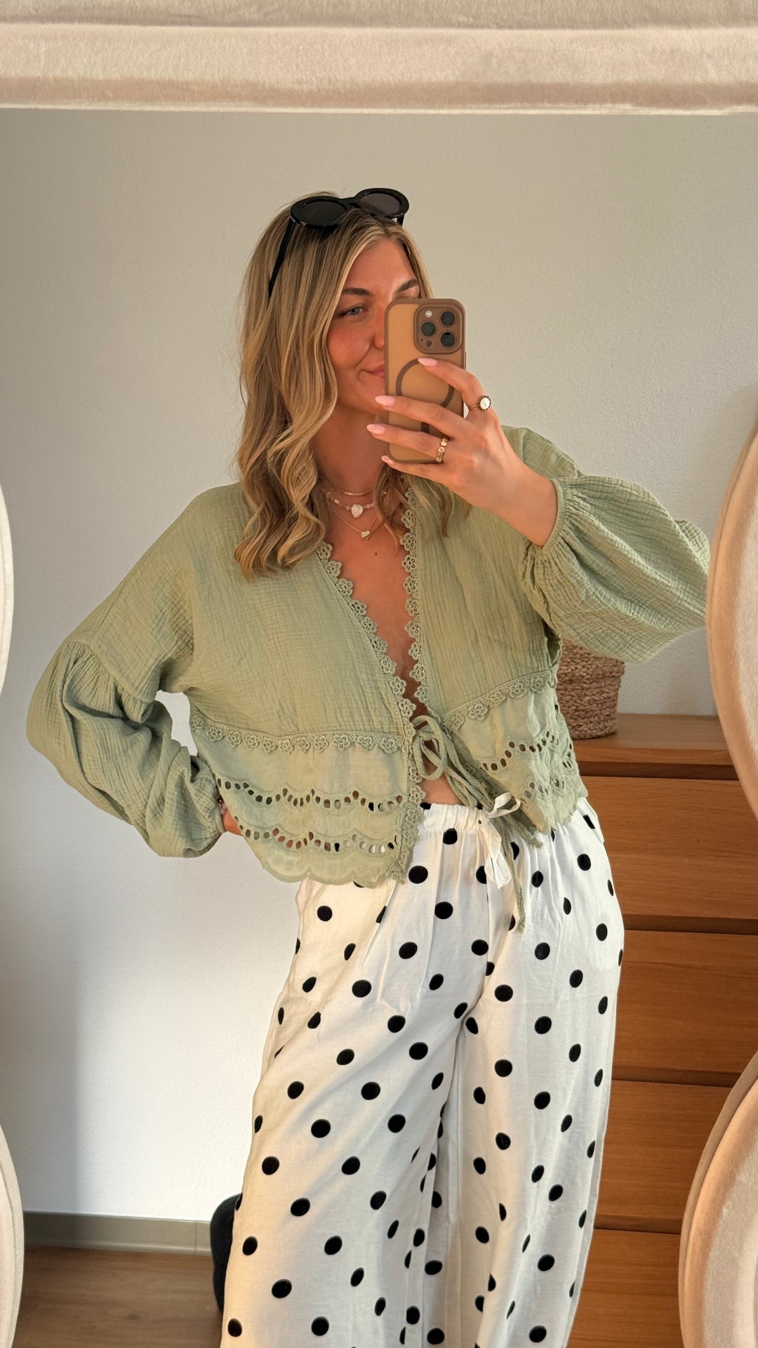 MUSSELIN BLUSE BOHO -KHAKI