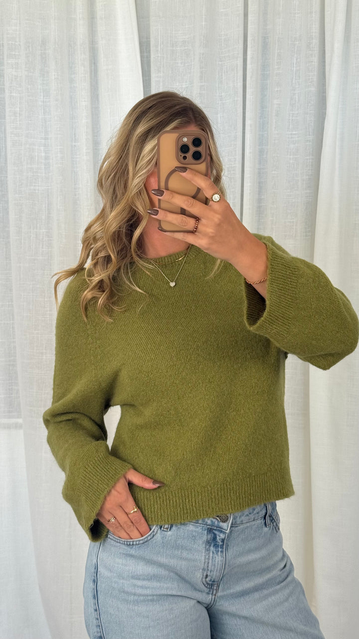 Soft Knit Pullover Alpaka - Mossgrün