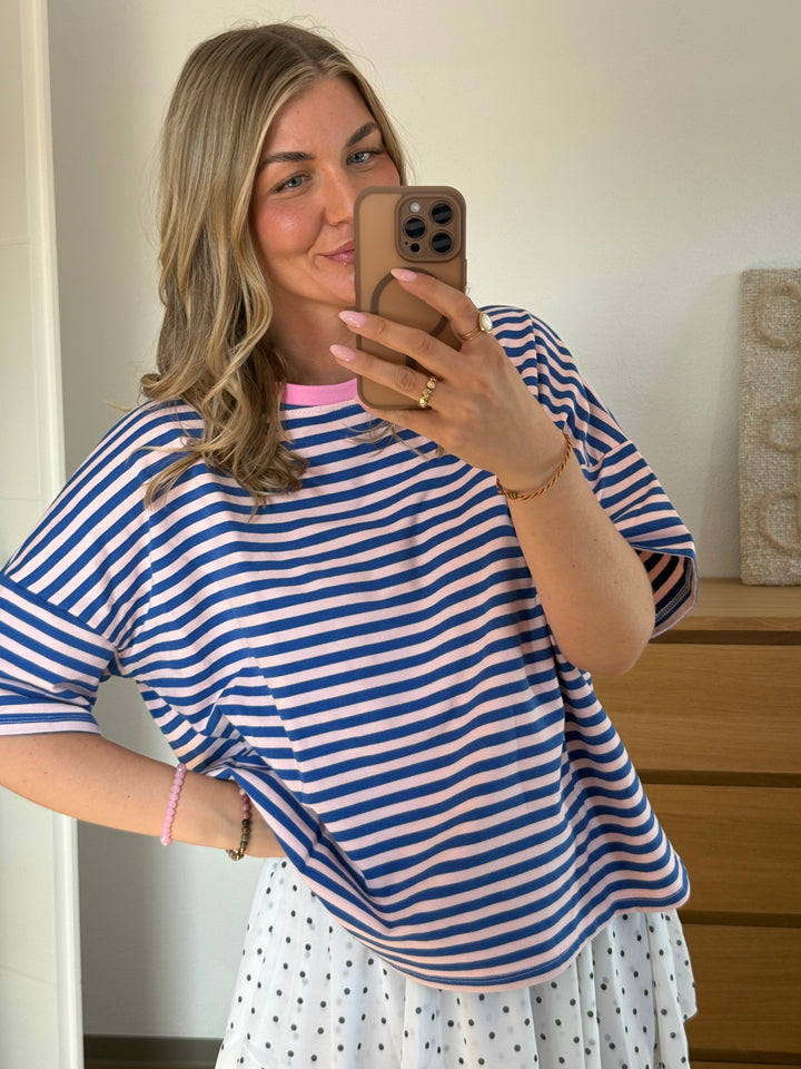 Streifen Shirt - Blau/Rosa
