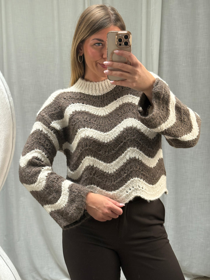 Pullover Wave - Taupe/Creme