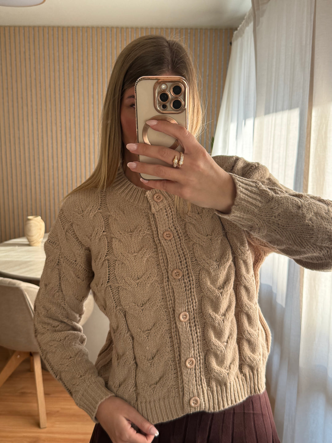 Cardigan Zopfstrick - Beige