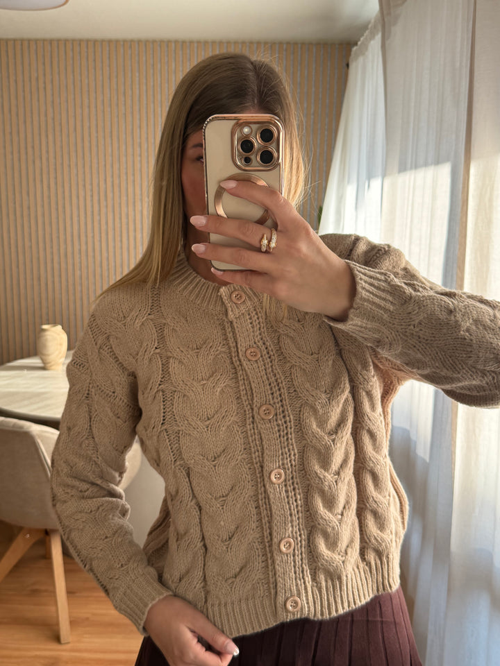 Cardigan Zopfstrick - Beige