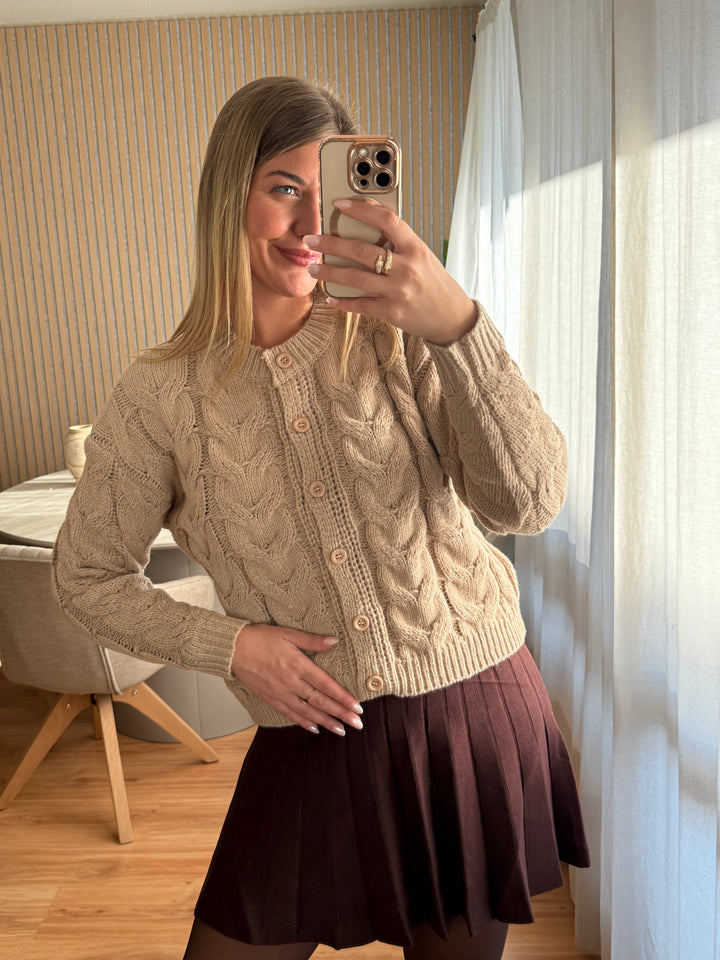 Cardigan Zopfstrick - Beige