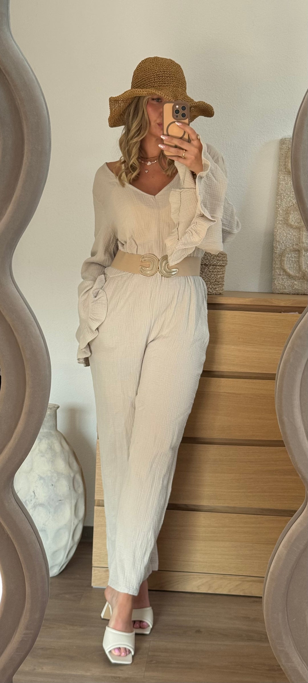 Musselin Jumpsuit - Beige