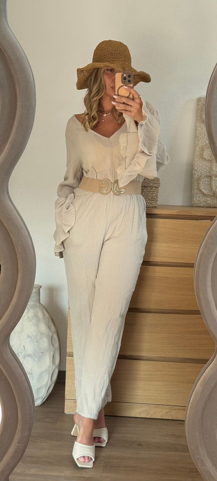 Musselin Jumpsuit - Beige
