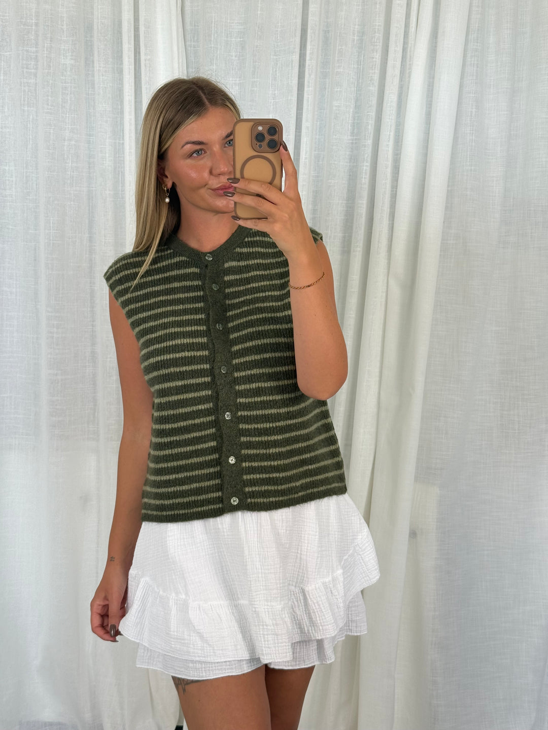 Striped Knit Vest - Grün