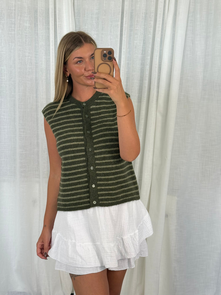 Striped Knit Vest - Grün
