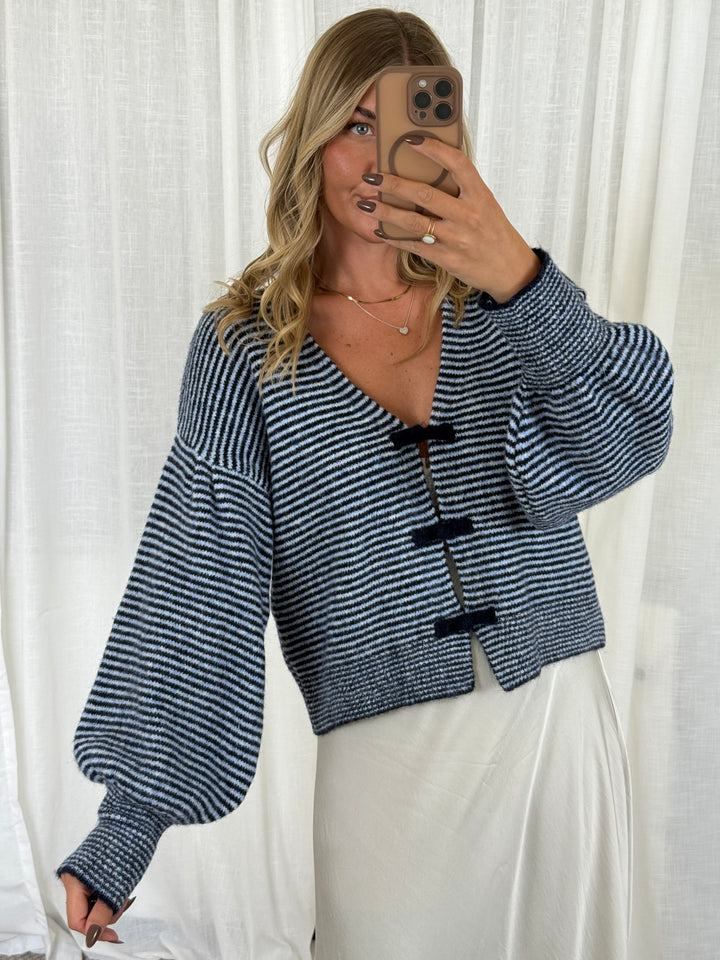 Strickoberteil bow knit - Blau